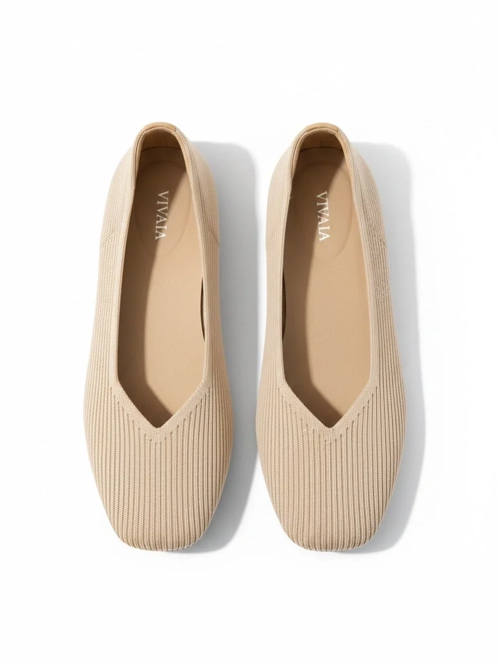 VIVAIA Margot 2.0 Square-Toe V-Cut Flats Almond 8.5 - Picture 2 of 9